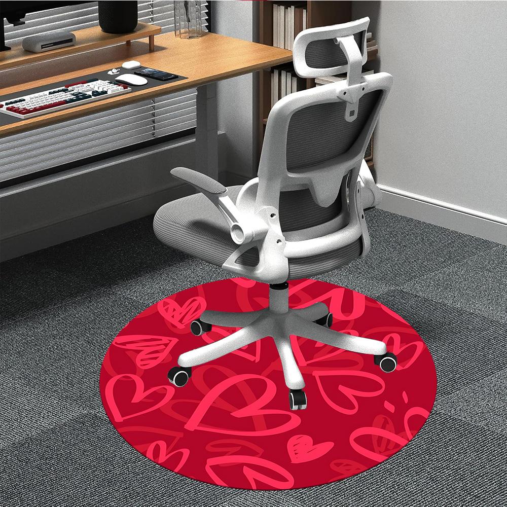 1pc Love Hearts Office Round Area Rug, Indoor Mat Suitable ForOffice, Under Office Chairs Bedroom Living Room Home Decor, Room Decot258