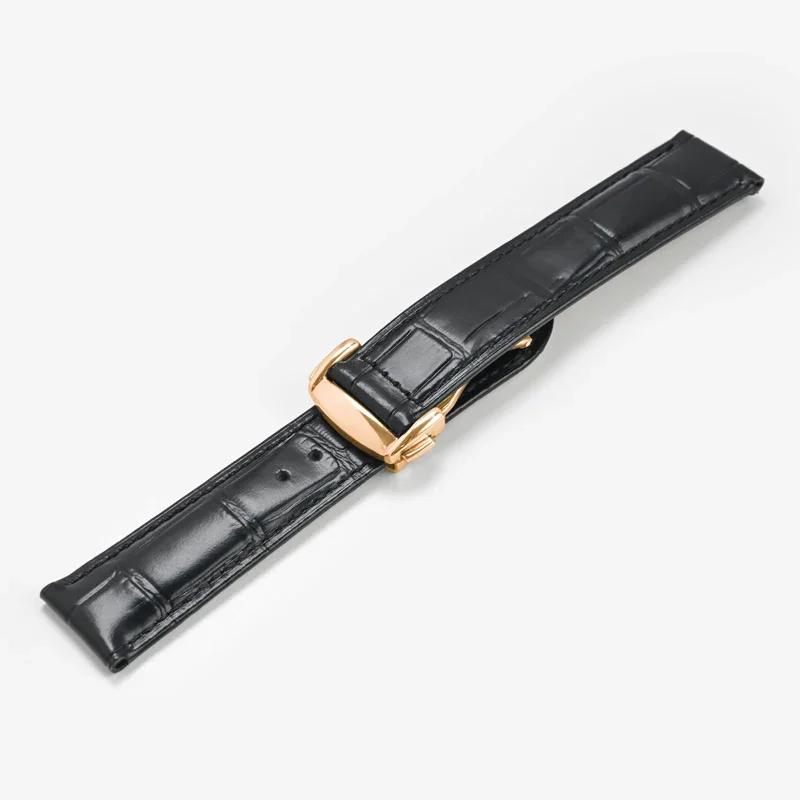 

19мм 20мм 21мм 22мм Ремінець з натуральної шкіри для Omega Seamaster Speedmaster Складана застібка Водонепроникний Ремінець для годинника з телячої шкіри Браслет 19mm