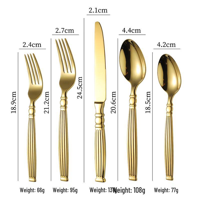 Abay Vintage Stainless Steel Gold Flatware Set