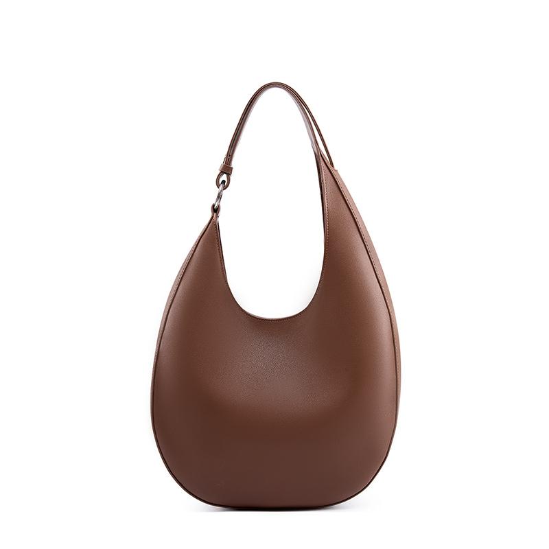 HIFASHION Genuine Cowhide Leather Half Moon Bags Casual Underarm Shoulder Purse Large Capacity Crossbody Hobo Work Tote Handbags
