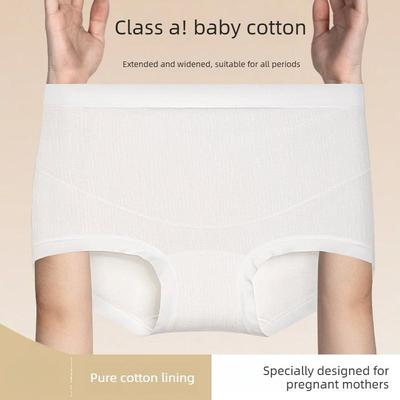 Talla Grande Femenina Primavera y Otoño 10A Algodón Bacteriostático Mujeres Embarazadas Cintura Alta Triángulo de Vientre Bragas