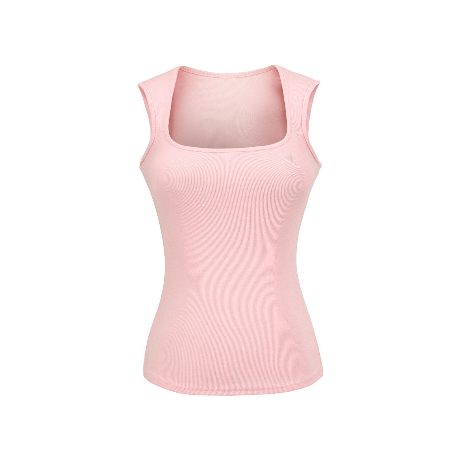 

Острый топ без рукавов кроп-топ с глубоким квадратным вырезом облегающего кроя - однотонный Large розовый