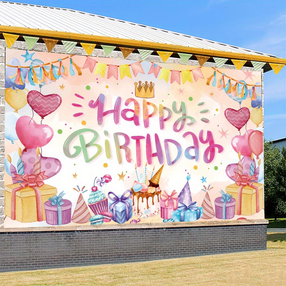 Birthday theme party decoration, cartoon watercolor effect birthday celebration background, party banner