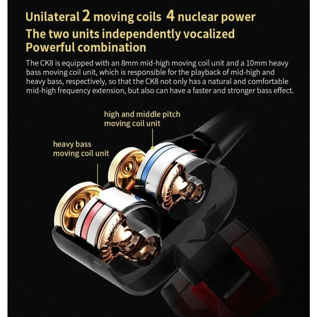 Original QKZ CK8 4D Kupfertreiber HiFi Kabelgebundener Kopfhörer Sport Kopfhörer Bass Stereo Headset Musik Ohrhörer 3,5MM In-Ear mit Mikrofon