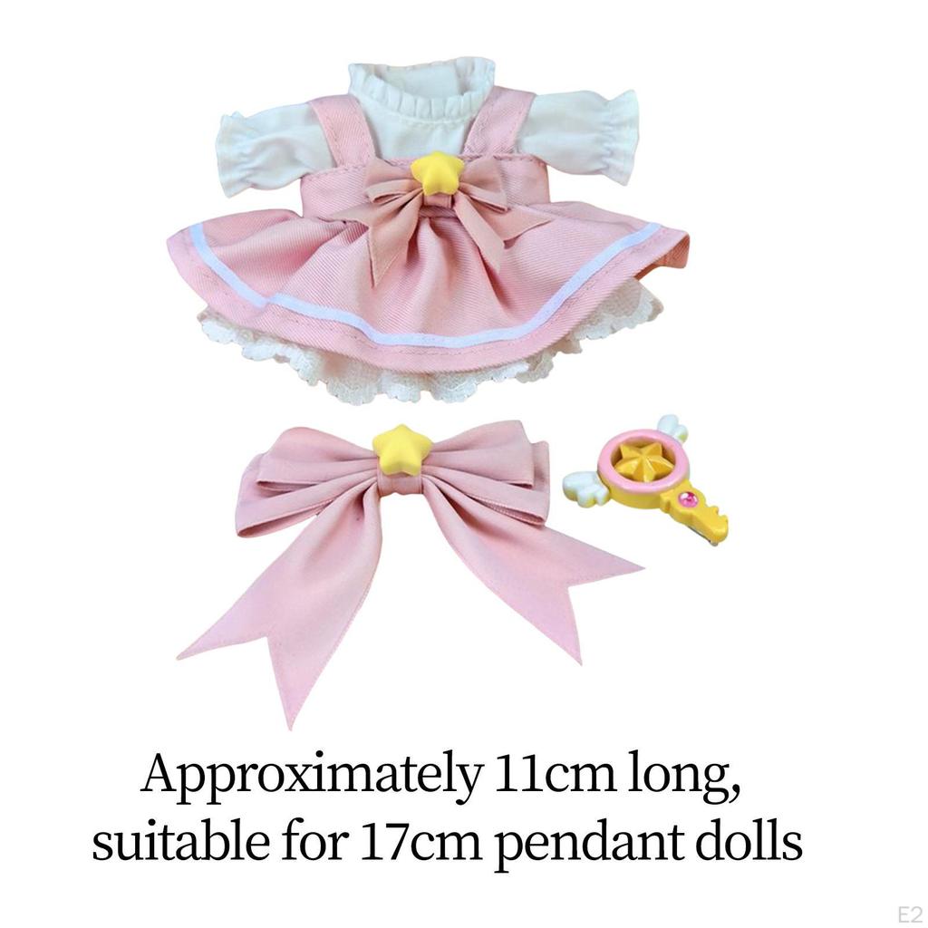 4 Pieces Fashion Dolls Dress Suit with Bow Tie, Doll Clothes Costume for 17cm up