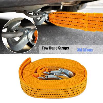 Universal Car Tow Strap 3M Heavy Duty Trailer Towing Rope High Strength With Safety Hooks