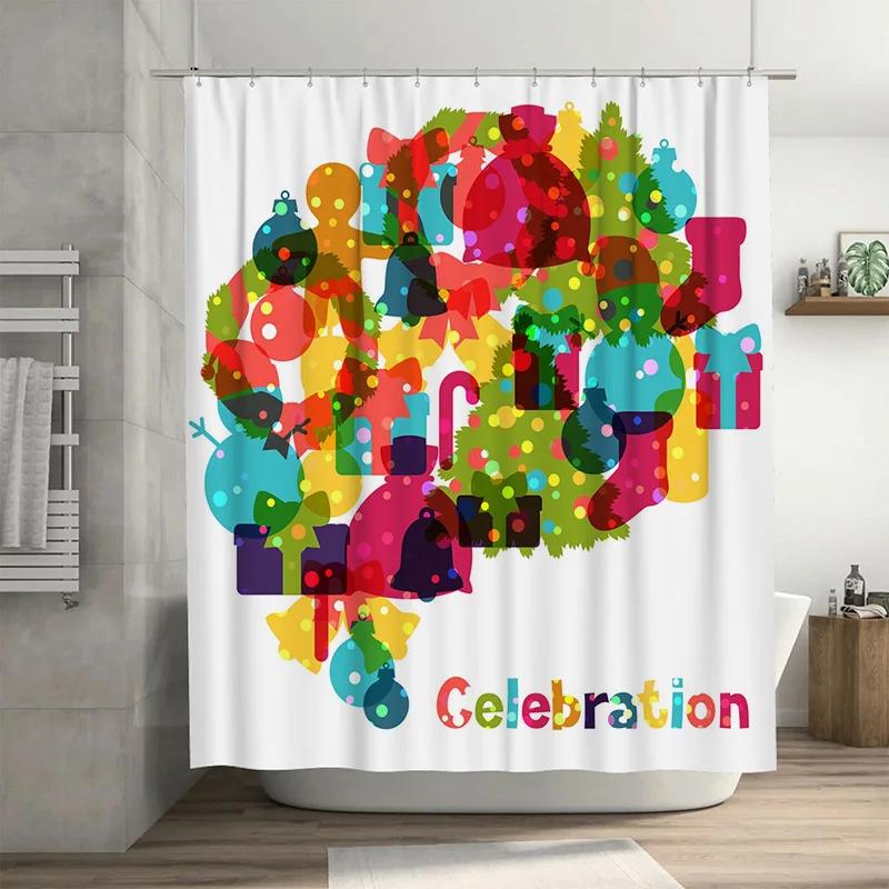 

GAETU Festive Holiday Shower Curtain Waterproof Christmas Trees Pattern Bathroom Decor Xmas Party Backdrop Festive Home Decor 90x180cm