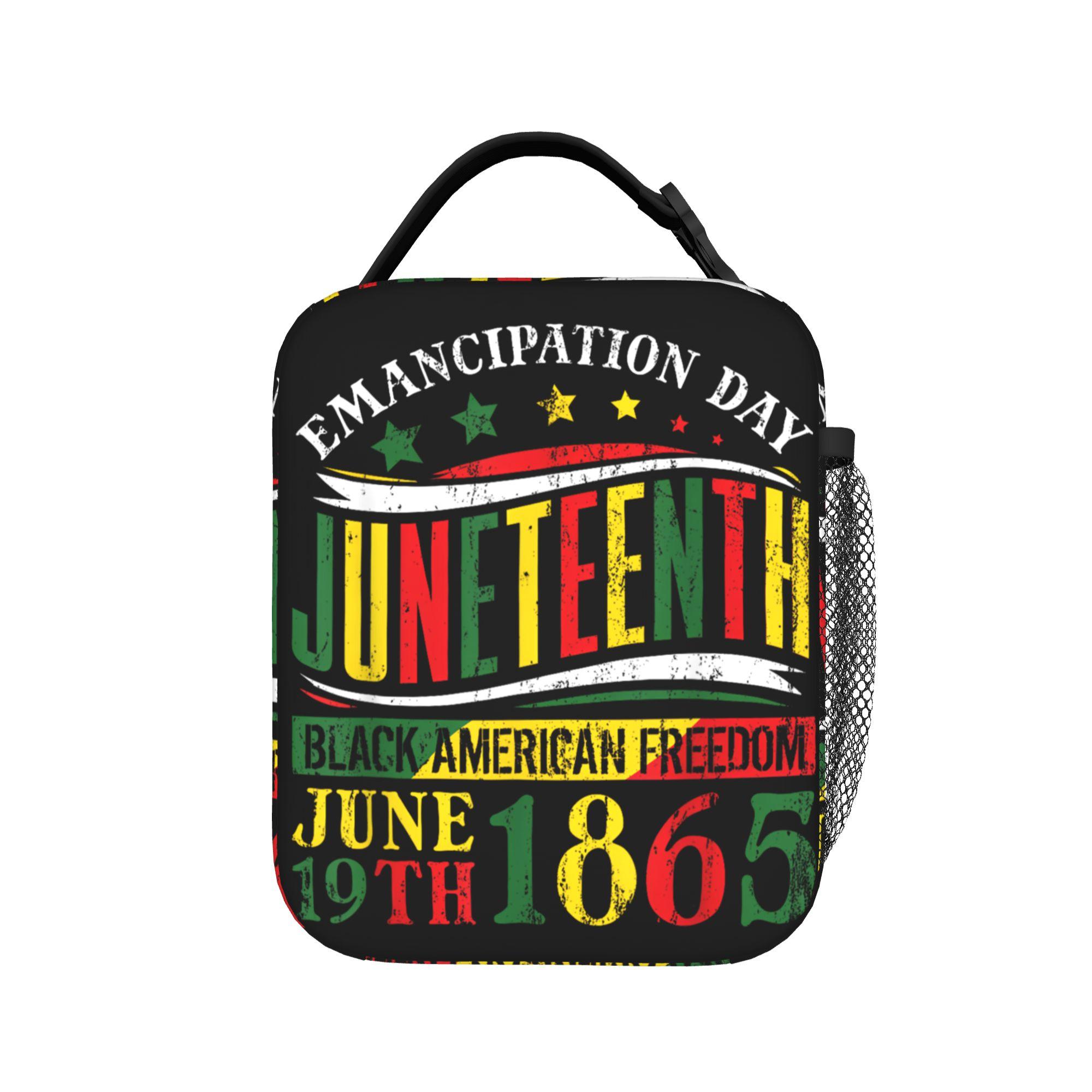 Juneteenth Black History Insulated Lunch Bags Cooler Bag Lunch Container Celebrating 1865 Tote Lunch Box Food Handbags College One Size