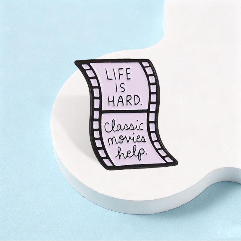Xiaomi Life Is Hard Classic Movies Help Badge Enamel Pin Retro Film Reel Design Brooch Bags Clothes Jewelry Gift for Cinema Enthusiasts
