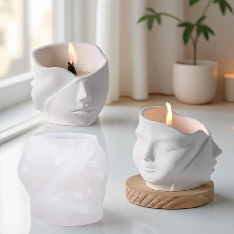 Artistic Face Shape Silicone Mold Planter Molds Resin Casting Molds Crafting Accessories for Home Gardening Projects