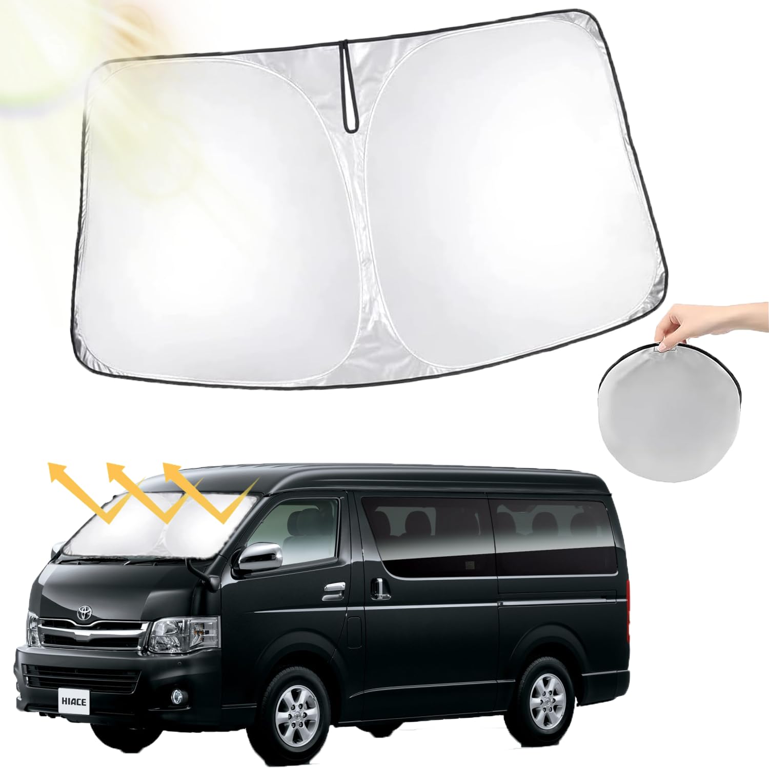 

Последние и улучшенные Oricarmes Toyota Hiace 200 Series стандартный кузов лобовое стекло Hiace солнцезащитный козырек затемнение изоляция солнцезащитный козырек сон в машине хранение