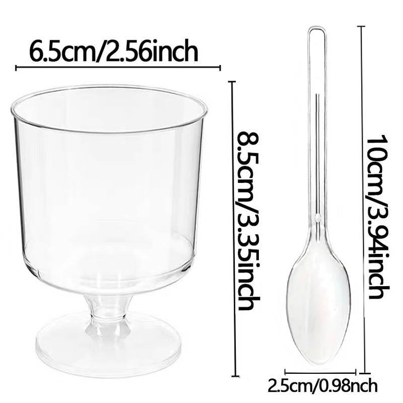 10/20PCS Disposable Dessert Cups Plastic Dessert Cups with Spoons Mousse Ice Cream Appetizers Pudding Party Supplies