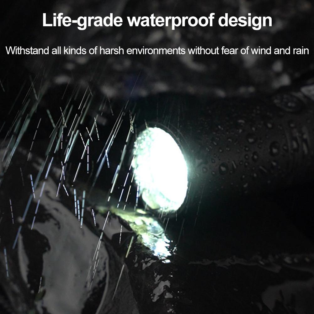 Rechargeable Zoom LED Flashlight With Whistle,USB Fast Charging 5 Modes With Red And Blue Warning Lights IP44 Life Waterproof