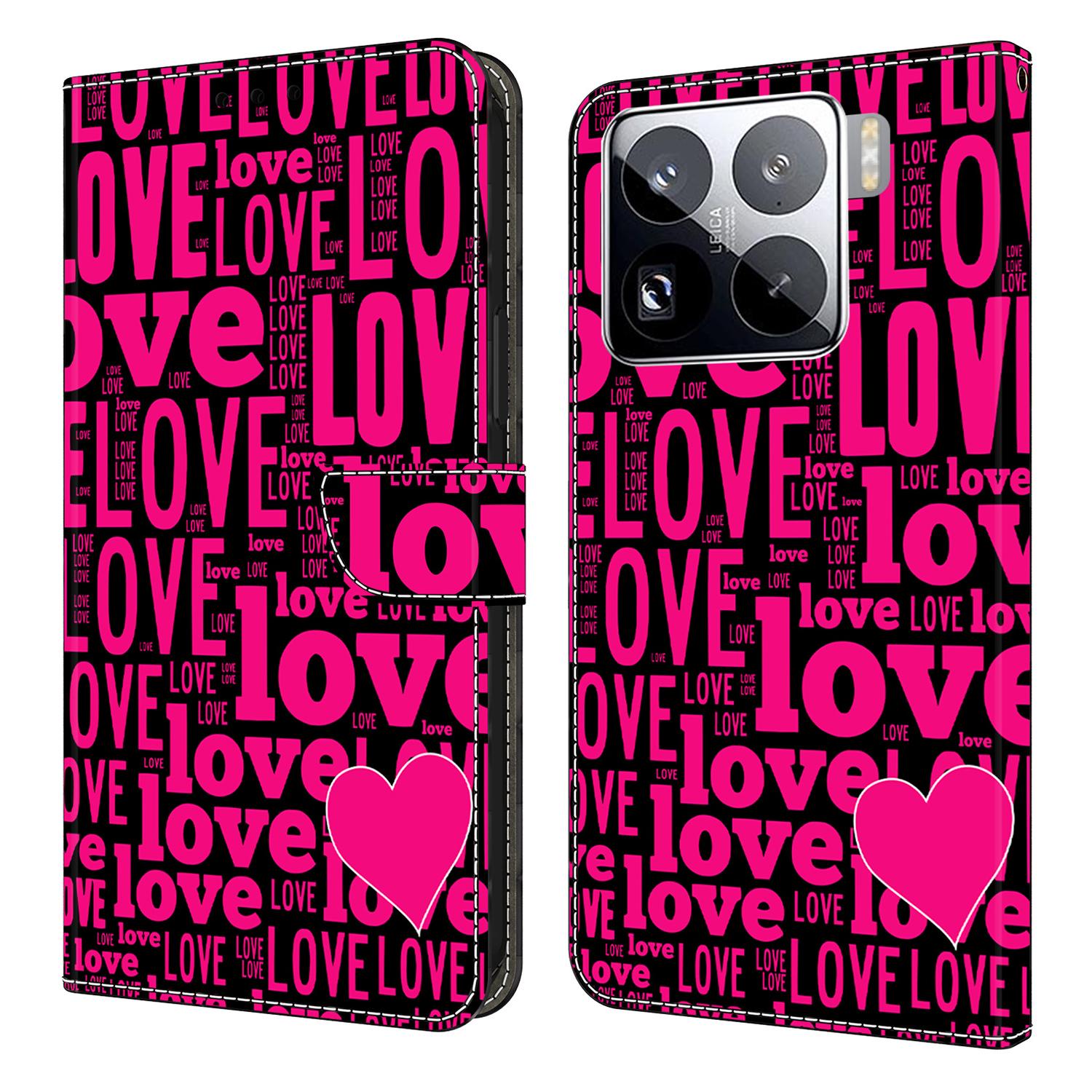 

For Xiaomi 15 Pro Wallet Case Pattern Printing PU Leather Flip Stand Phone Cover LOVE