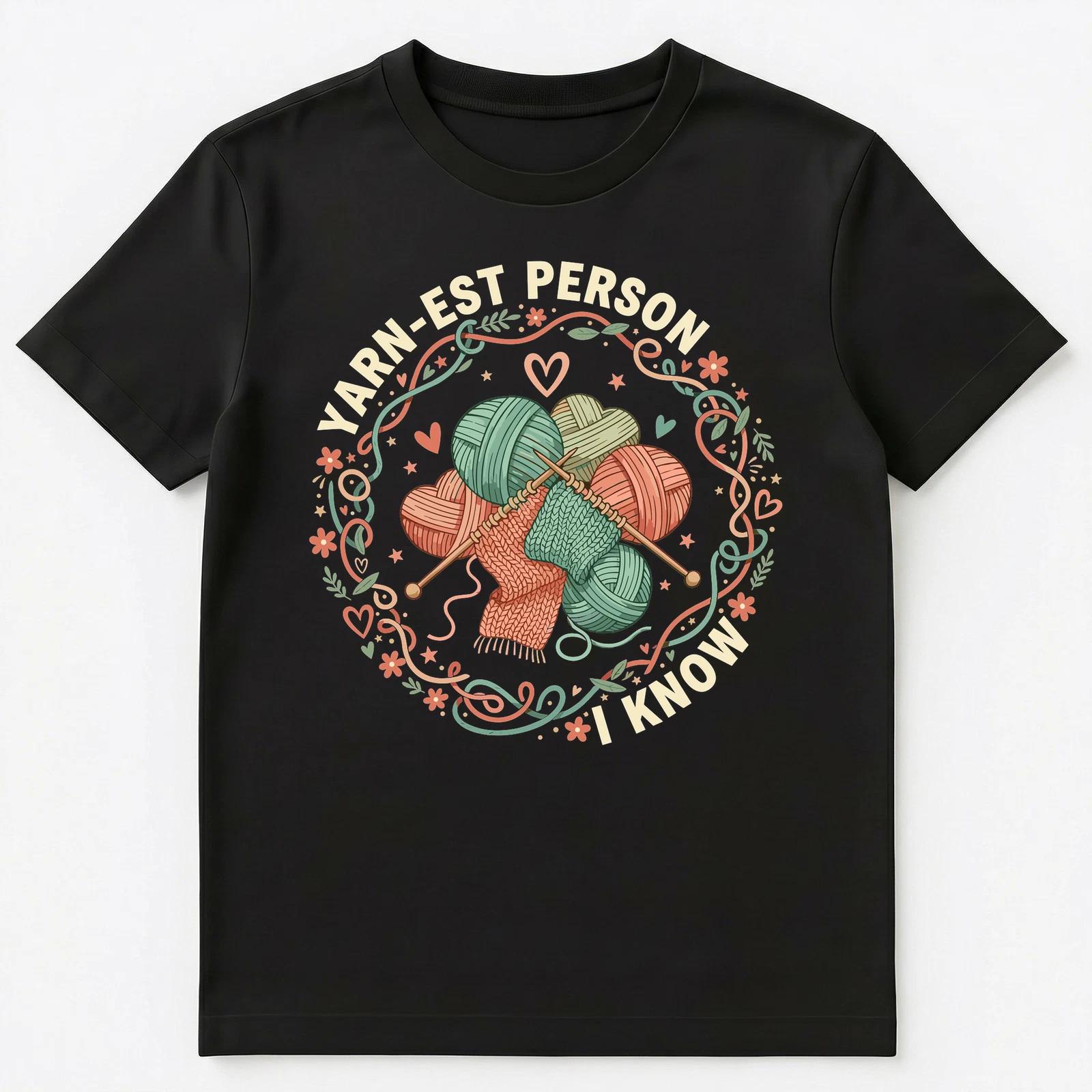 Yarn Est Person Knitting Pun Design Unisex T-Shirt S