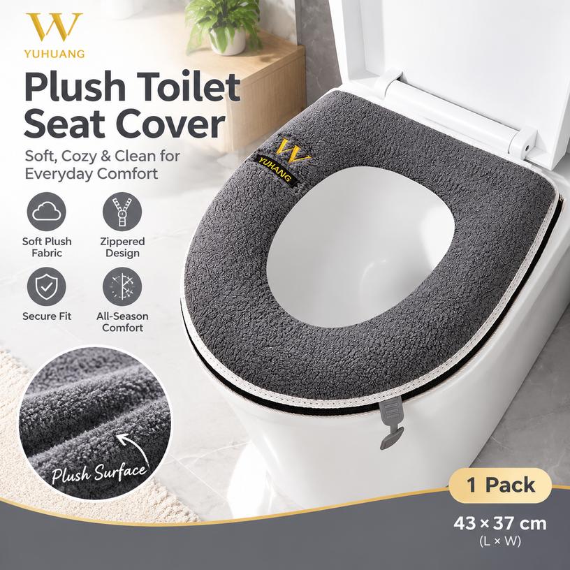 Zippered Plush Toilet Seat Cover for All Seasons
