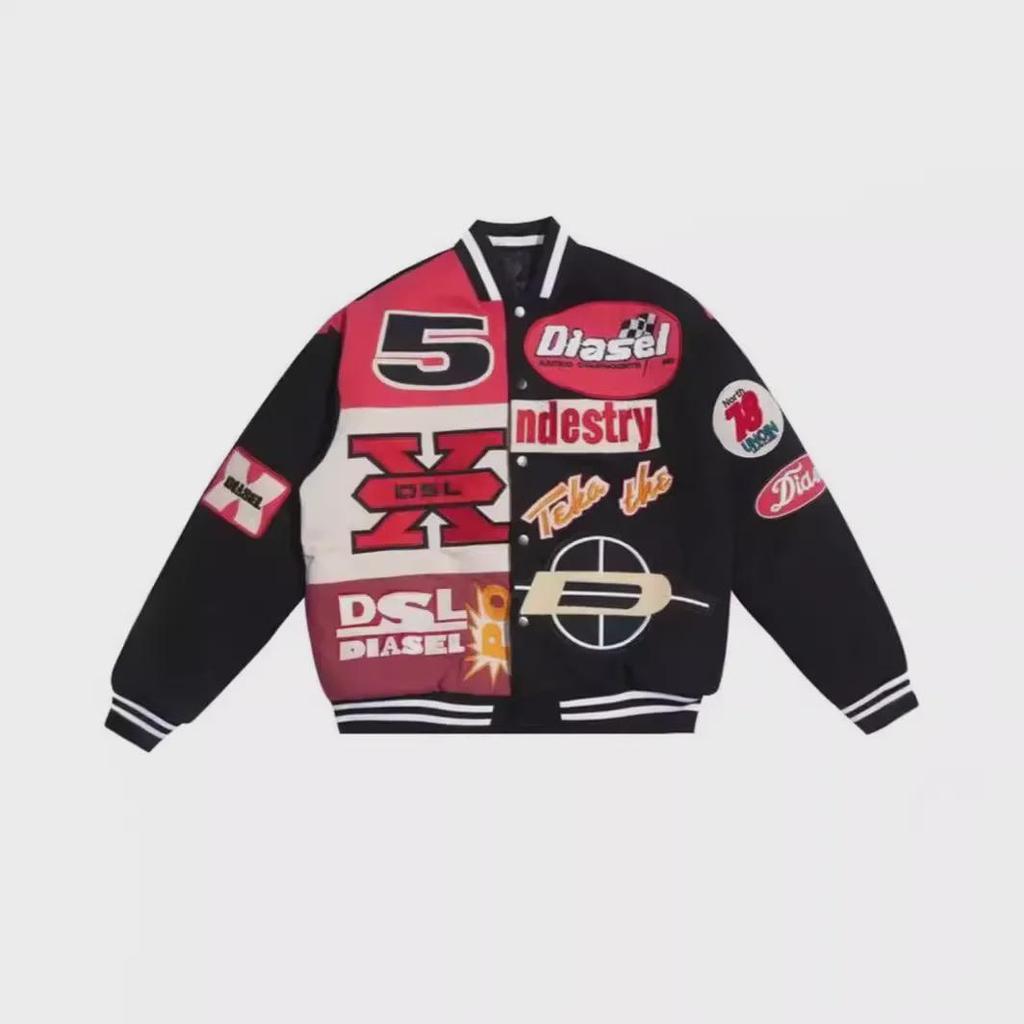 Hip-hopová baseballová bunda inspirovaná Park Jae-Bumem a Wang Jiaerem: Volný střih, Těžká výšivka, Trendy unisex design