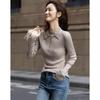Demana Women's Slim-Fit Double-Layer Collar Knit Sweater