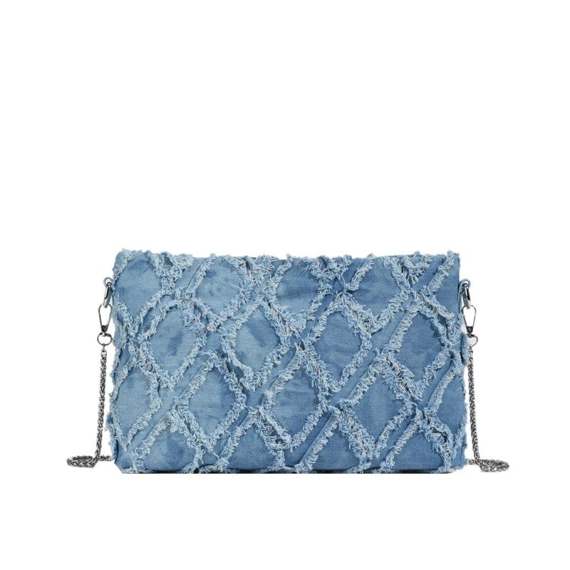 Denim Small Bag Women's 2025 Spring and Summer New Korean Version of Fashion Diamond Shoulder Bag Casual Versatile Envelope Bag