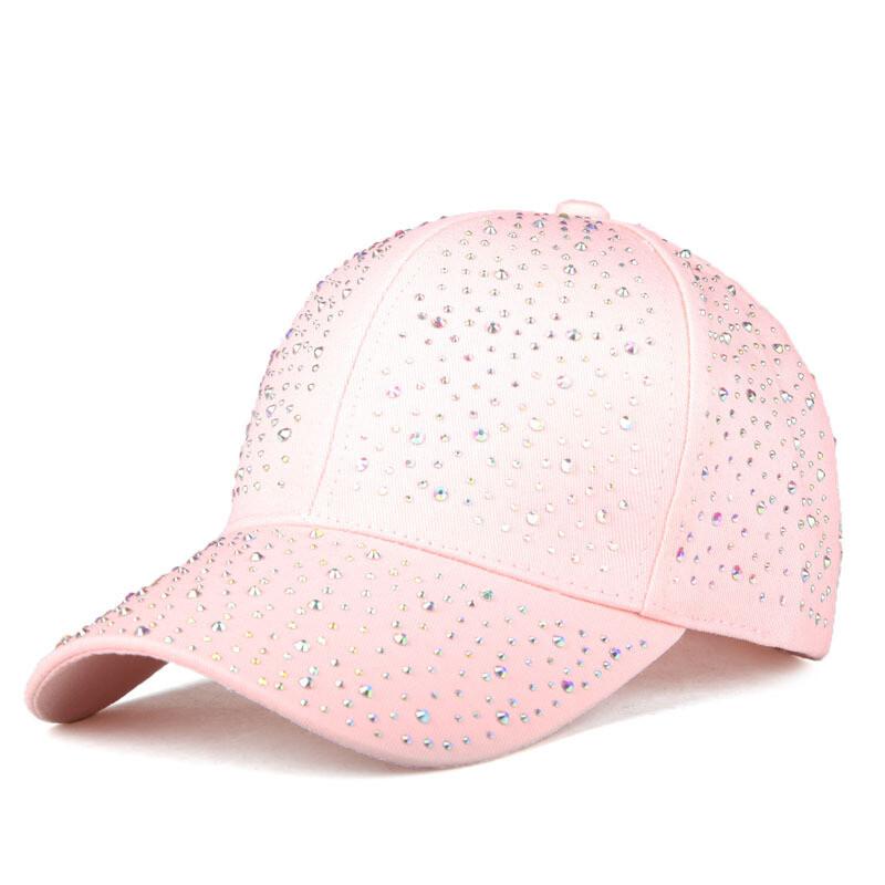 Women Shiny Rhinestones Baseball Cap Adjustable Casual Sport Bling Sun Hat