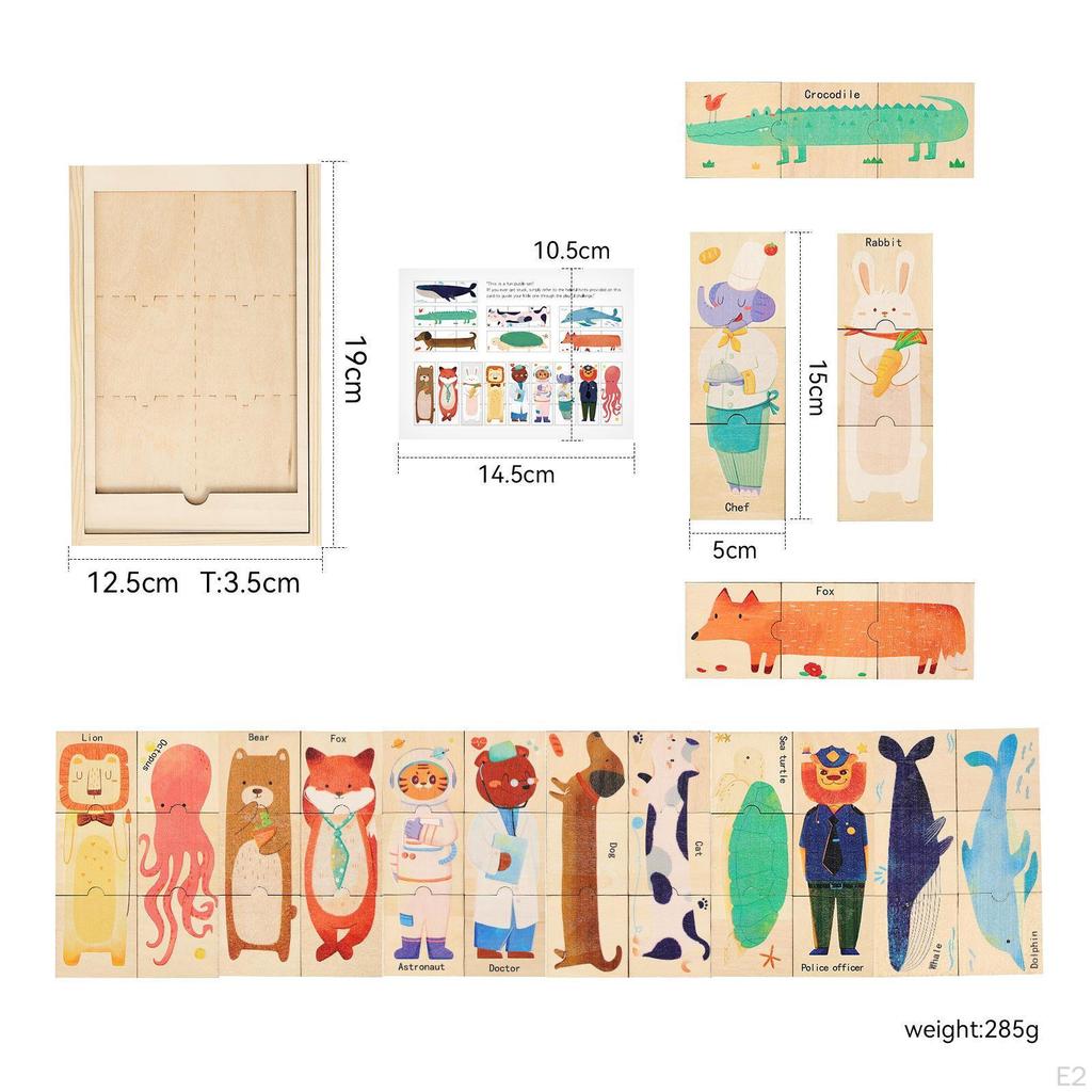 Wooden Puzzles for Kids Puzzle Hand Eye Coordination Sorting Toys Matching Learning Animal