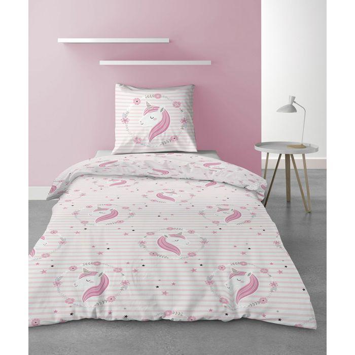 Housse de couette + 1 taie 140 x 200 cm Rina petite licorne
