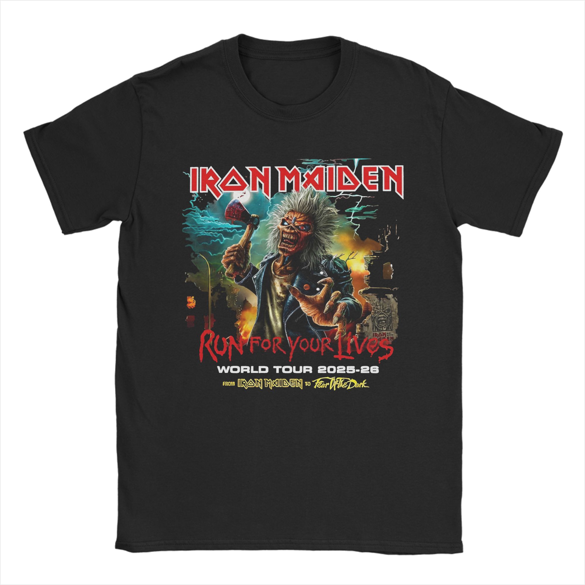 

Summer Irones Maidenes 2026 Run for Your Lives World Tour T Shirt for Men Women 100% Cotton Tee Shirt Short Sleeve Clothes L
