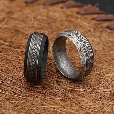Móda Vintage Jednoduchý Prsten s vikingskými runami pro muže ženy Nerezová ocel Severský Keltský uzel Prsteny Pár Amulet Šperky