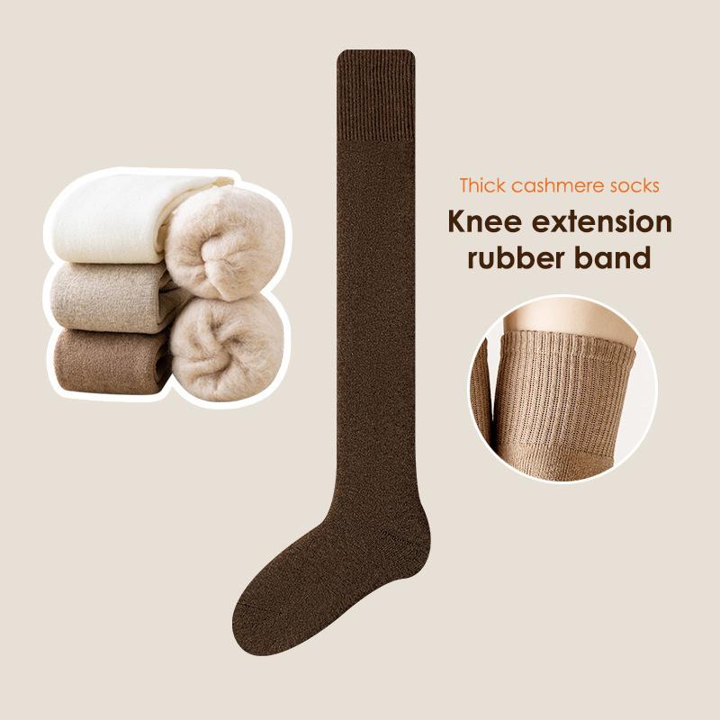Calcetines largos y cálidos de invierno para mujer, de tubo grueso y alto, por encima de la rodilla, hasta la rodilla, de rizo, de color liso, gruesos, hasta la pantorrilla