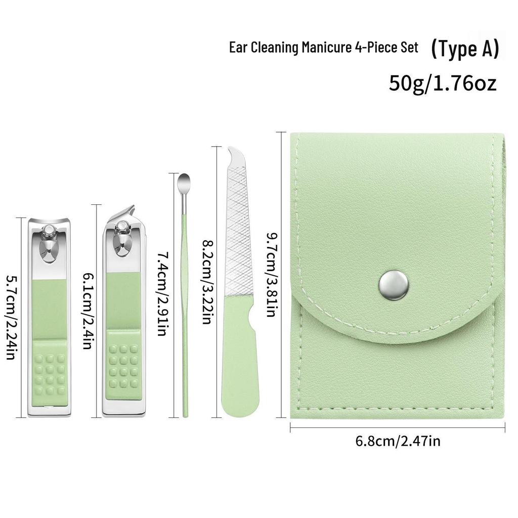 Nail Clipper & Angled File Set with Ear Pick - Manicure Tools for Women