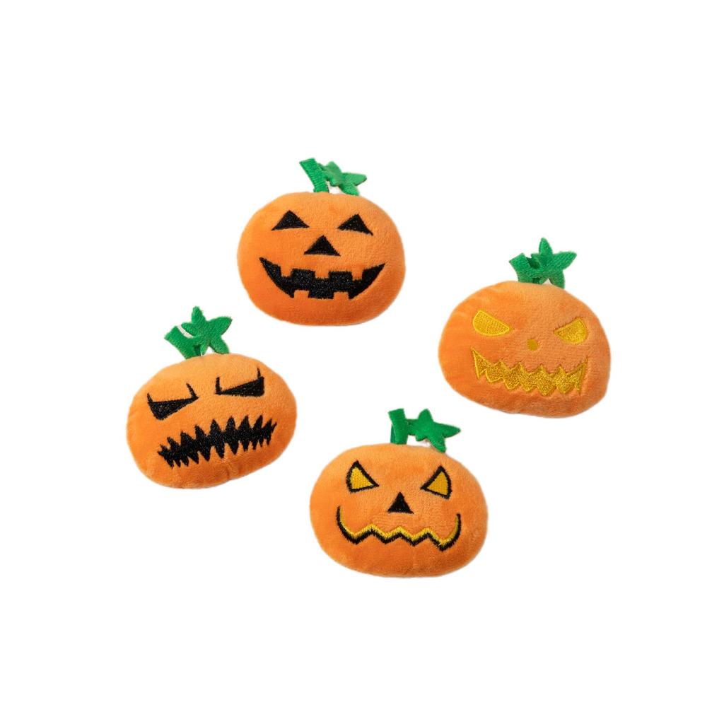 Large Bite-Resistant Pumpkin Ghost Face Halloween Cat Toy with Squeaker.
