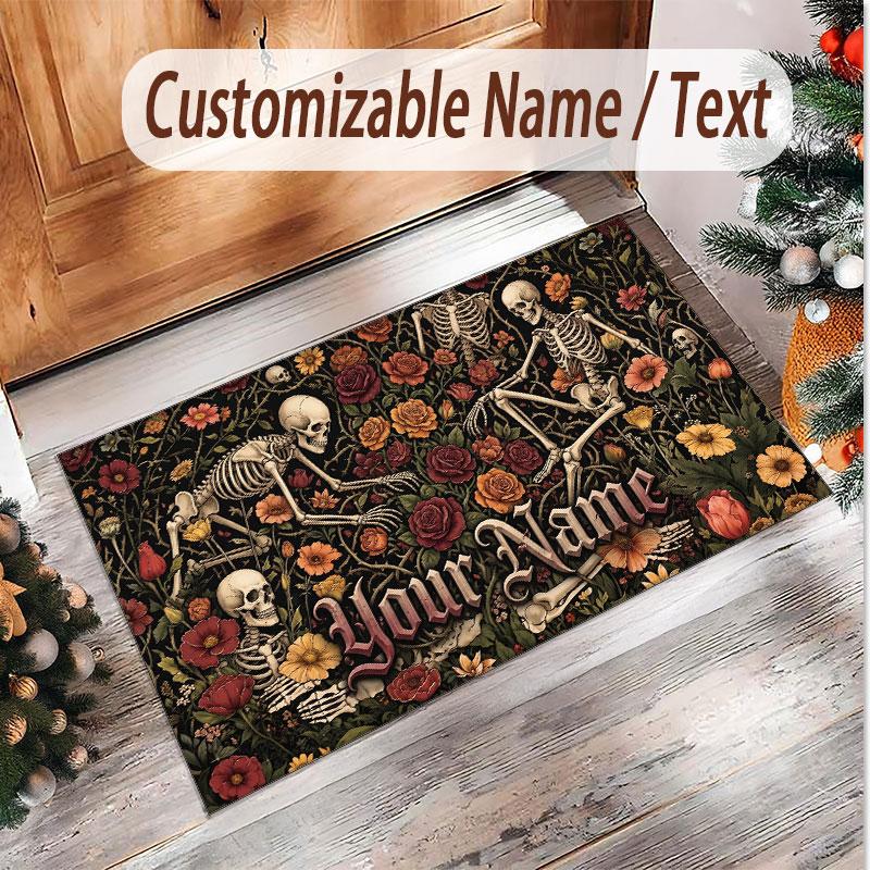 Celebration Theme Soft Crystal Velvet Rug Custom Name & Text Print Non Slip Floor Rug for Bedroom Living Room