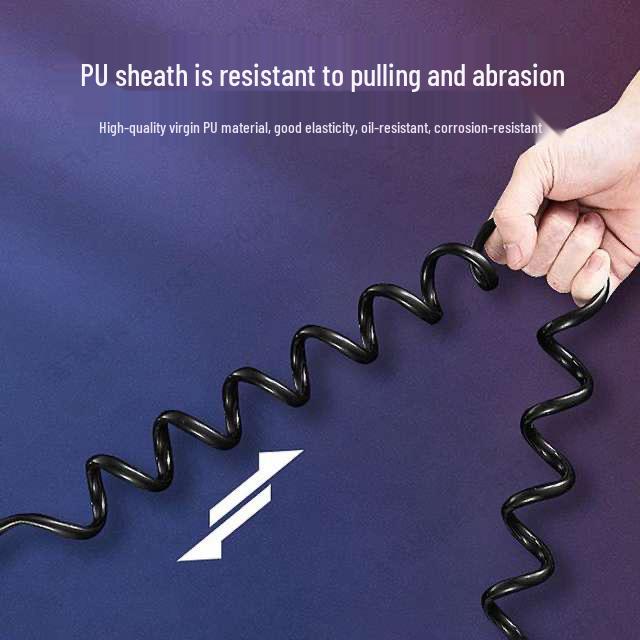Dual-core 0.3mm + Quad-core 0.15mm Shielded Spring Coil Cable, Pure Copper, Wear-Resistant, High Tensile Strength