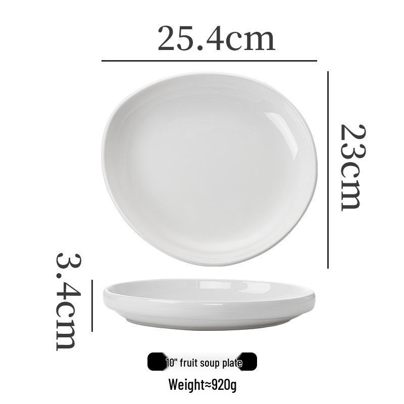 White High-Footed Ceramic Soup Bowl - Deep Plate for Home or Hotel Use