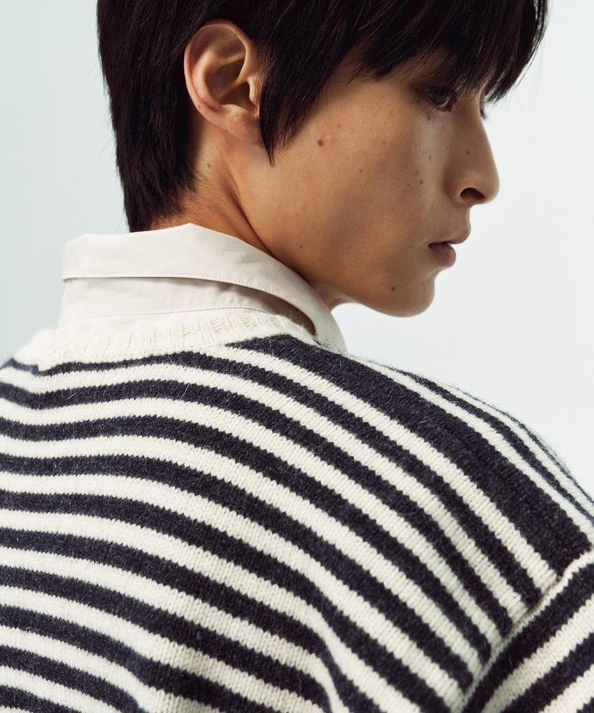 BLANKROOM Fisherman Stripe Knit_Melange Navy