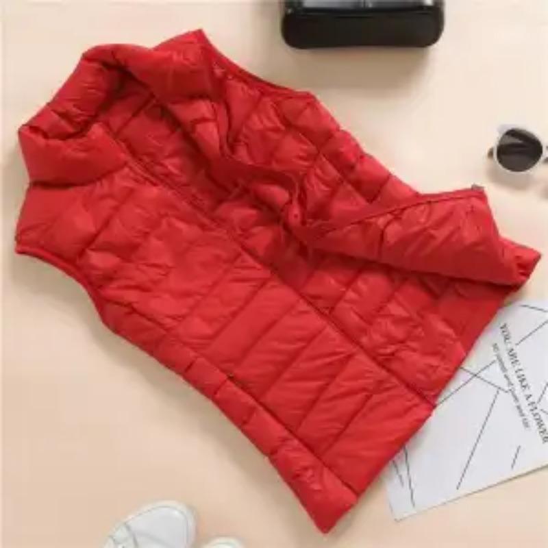 

New Down Jacket for Women Thin Casual Slim Short Fashion Waistcoat Stand-up Collar Vest L красный