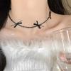 Shiny Crystal Beaded Bowknot Necklace for Women Girls Sweet Neck Jewelry Accessory Clavicular Chain Chokers Party Daily Wear