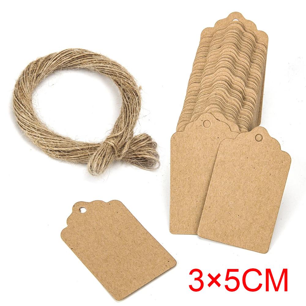 

100Pcs Kraft Paper Gift Tags Thank You For Celebrating With Us Labels Handmade For Wedding Party Decoration Packaging Hang Paper