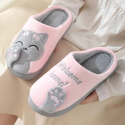 New Winter Women's Cotton Slippers Lucky Cat Cute Warm Slippers Comfortable Plush Nonslip Footwear Ladies Warm Winter Shoes