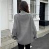 Europe, America and Russia knitted cardigan autumn and winter hot casual side zipper loose stand-up collar women's sweater jacket