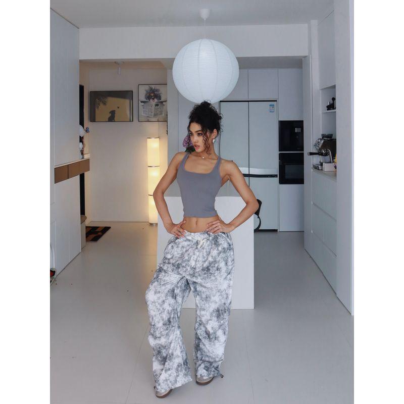American Tie-Dye Summer Paratrooper Athleisure Ice Silk Straight-leg Loose Pants Jogger Pants Pants