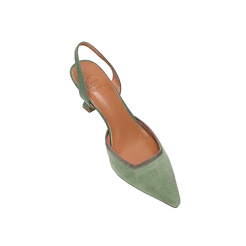 2024 Sexy špičaté sandály Dámský Fairy Style Léto 2024 Nové All-match Tenký podpatek Slingback Temperament Dámské Boty Vysoký podpatek