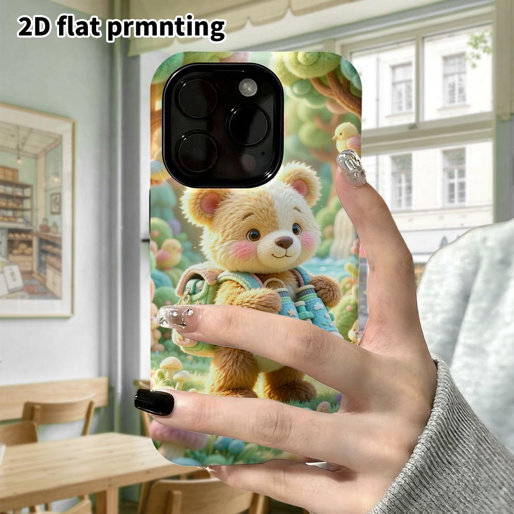 Phone Case: 2D Flat, Suitable for iPhone 18, 17, 16, 15, 14, 13, 12Pro Protective Case, Adventure Little Bear, Perfect Christmas and Halloween Holiday