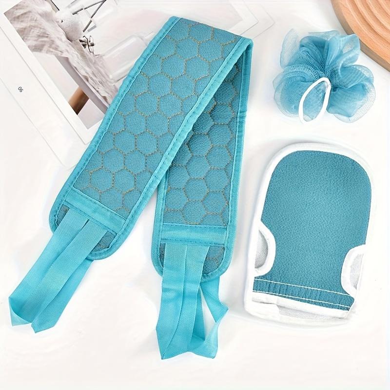 3pcs Bath Exfoliating Set - Includes Bath Pouf, Exfoliating Glove & Back Scrubber Towel - Ideal for Spa, Massage & Body Scrubs