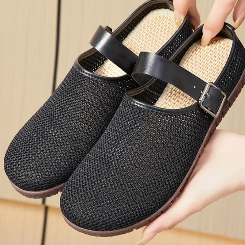 

Fashion Ladies Shoes on Offer 2025 Summer Hot Sale Belt Buckle Slippers Women Fashion Casual Women s Flat Shoe New Solid Toe Cap Slipper 41 чёрный