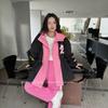 Womens Trench Coat 2026 Hooded Embroidered Streetwear Loose Fit Mid Length Jacket