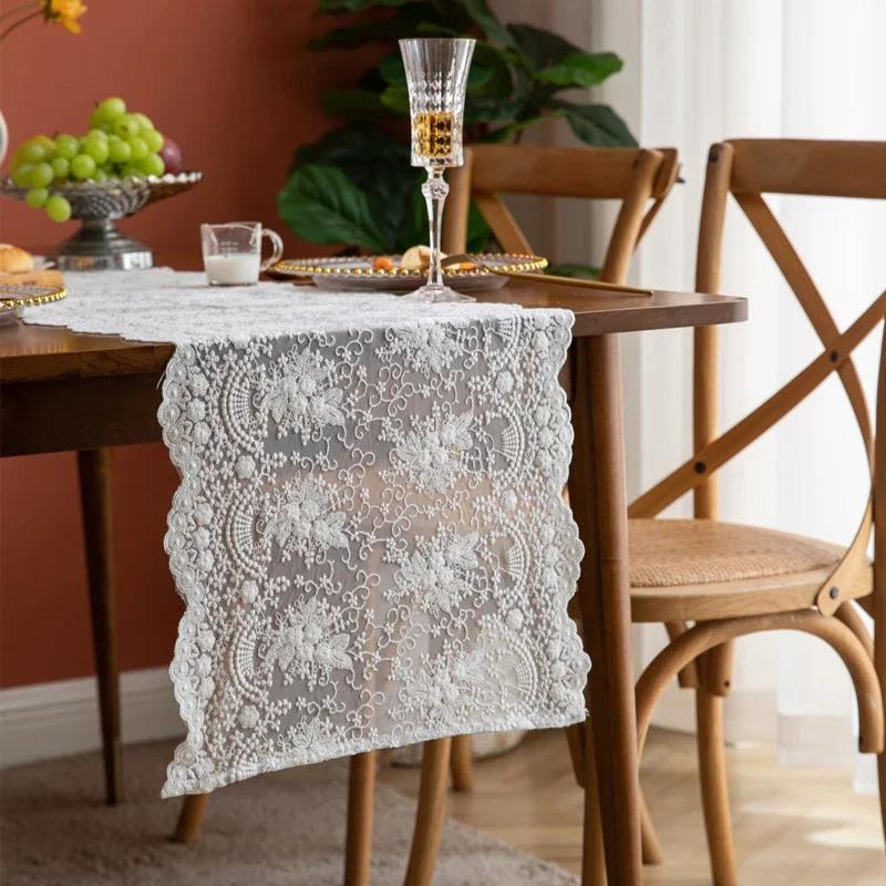 Banquet Decor Supply Table Runner Floral Table Path Vintage Lace Table cover Lace Tablecloth Hotel Home Birthday Wedding Party