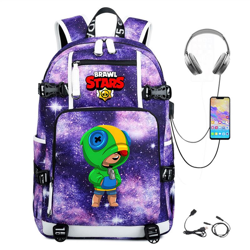 Mochila Periférica Brawl Stars Com Usb Mochila de Estudante para Viagem ao Ar Livre Mochila de Montanhismo de Grande Capacidade