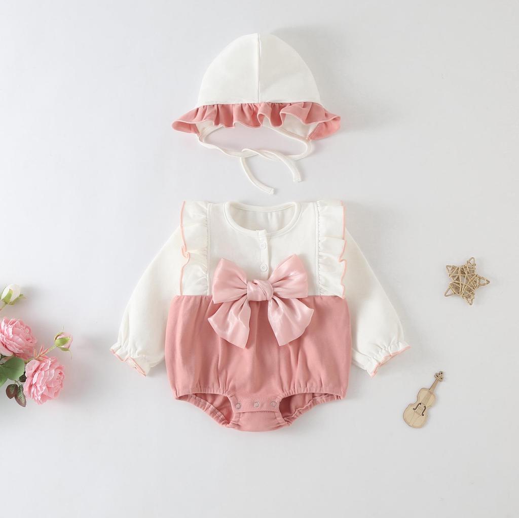Autumn Newborn Baby Girl One-Piece Romper – Princess Design for 100-Day Celebration, Spring & Fall Wear
