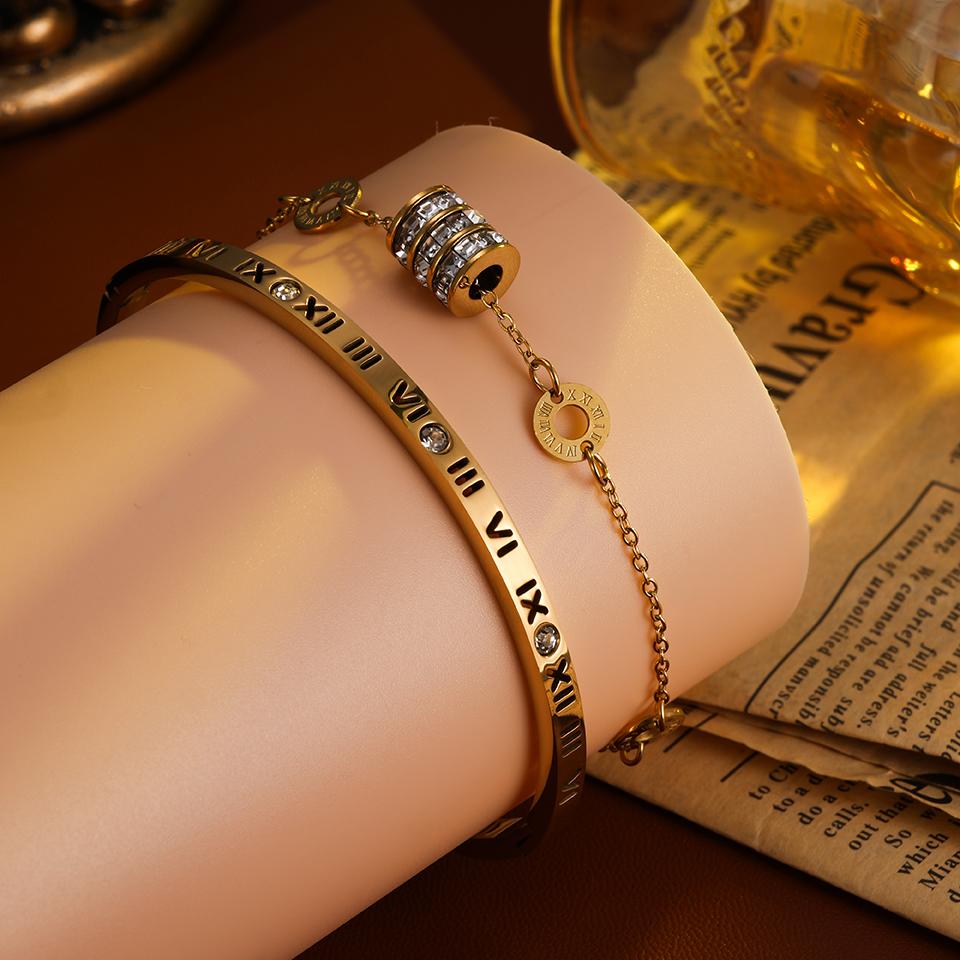 Classical Luxury Diamond-inlaid Roman Numeral Decorative Bracelets Suitable For Summer Travel And Fashionable Zircon